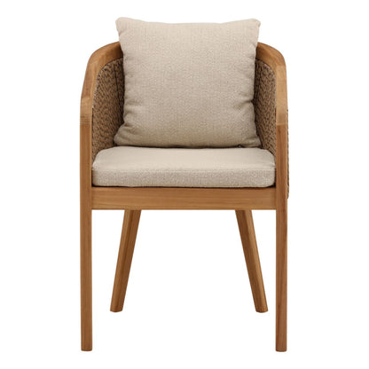Sand and Natural Olefin Fabric and Teak Wood Chair 21.5 in Wide