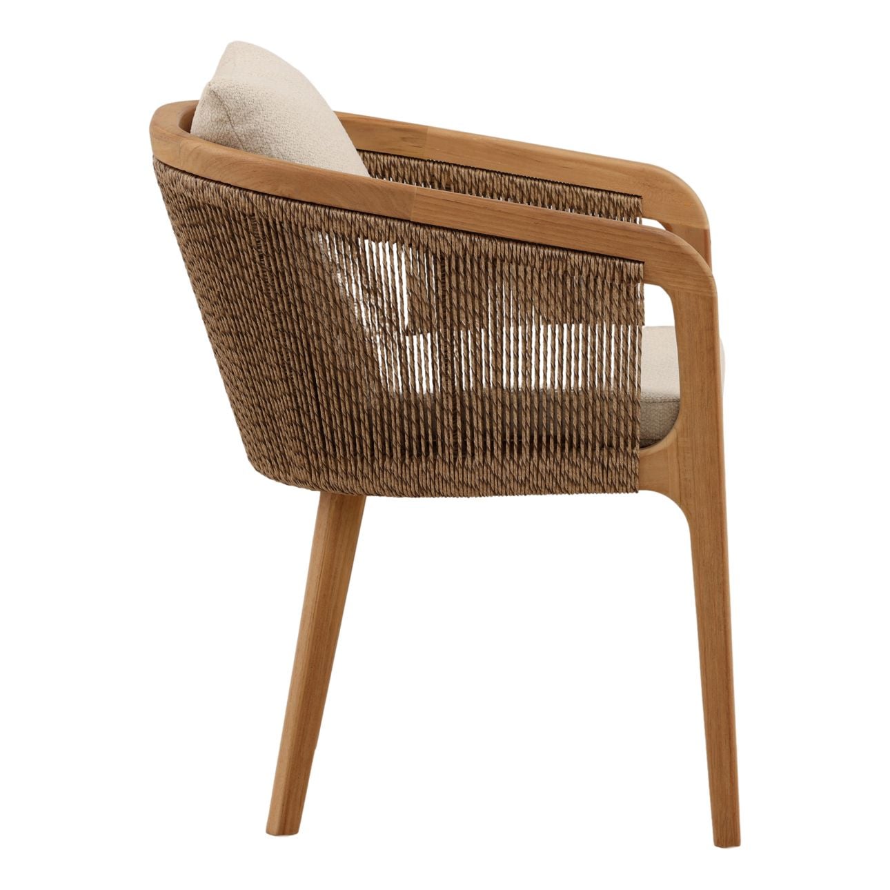 Sand and Natural Olefin Fabric and Teak Wood Chair 21.5 in Wide