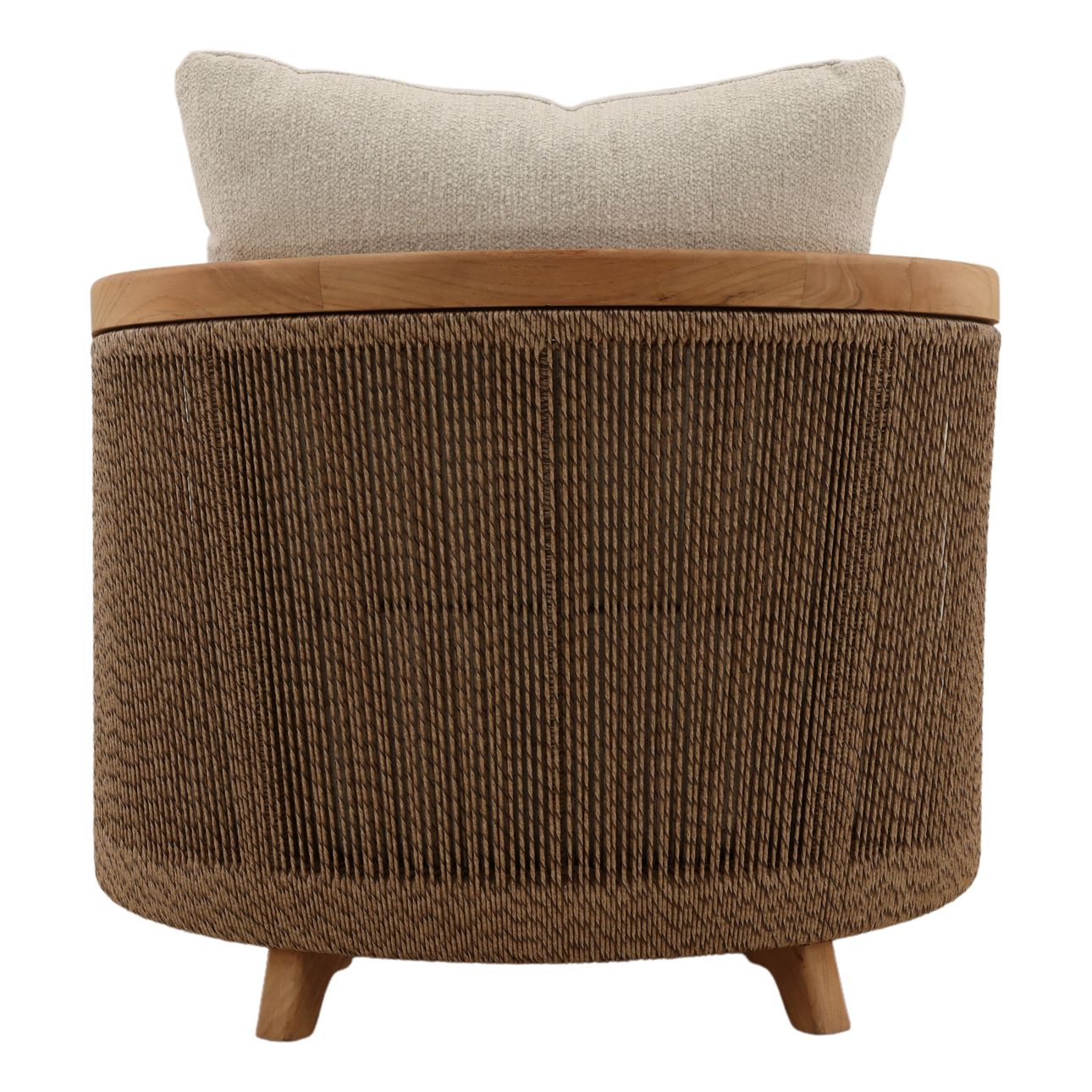 Sand and Natural Olefin Fabric and Teak Wood Chaise 31 in Wide
