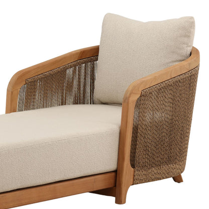 Sand and Natural Olefin Fabric and Teak Wood Chaise 31 in Wide