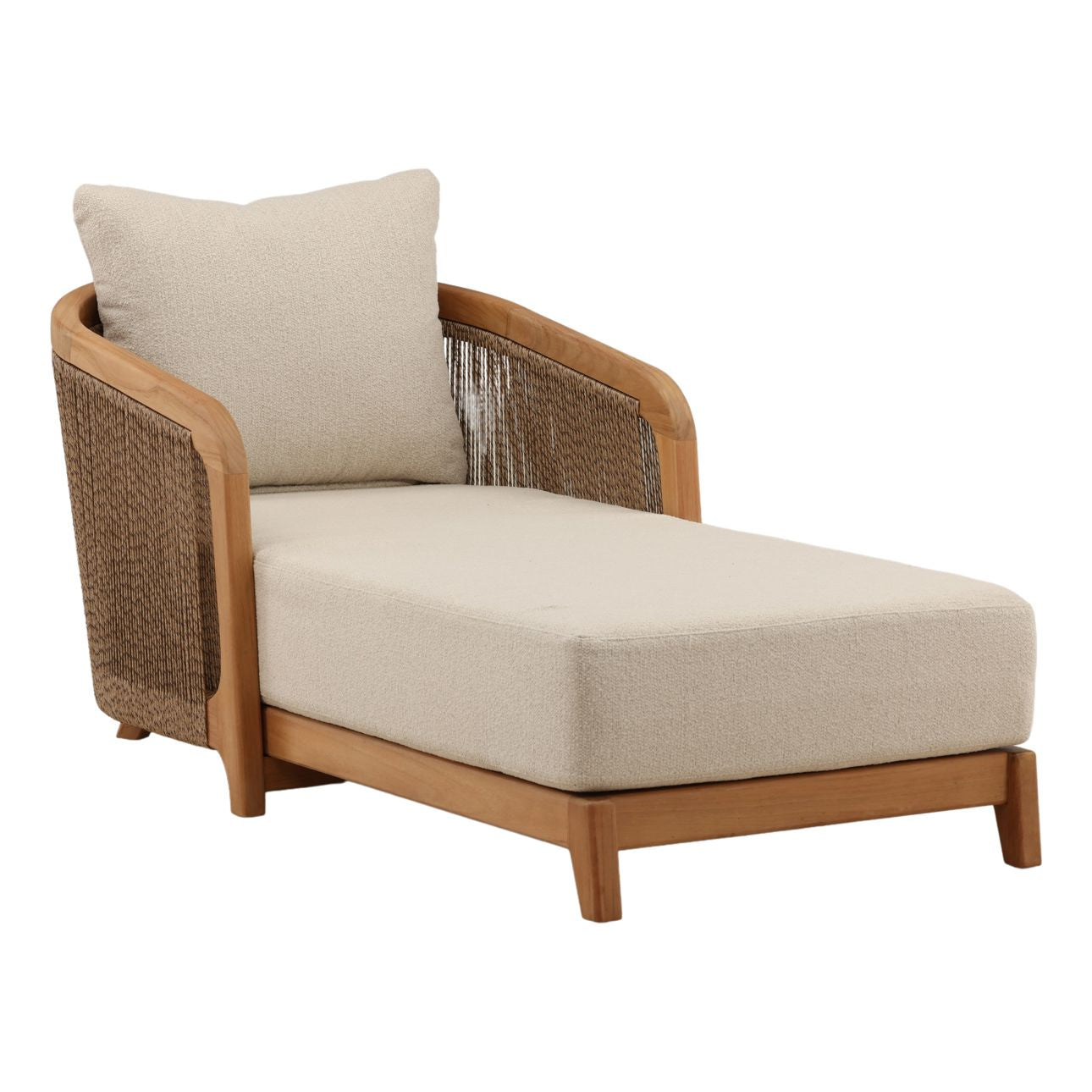 Sand and Natural Olefin Fabric and Teak Wood Chaise 31 in Wide