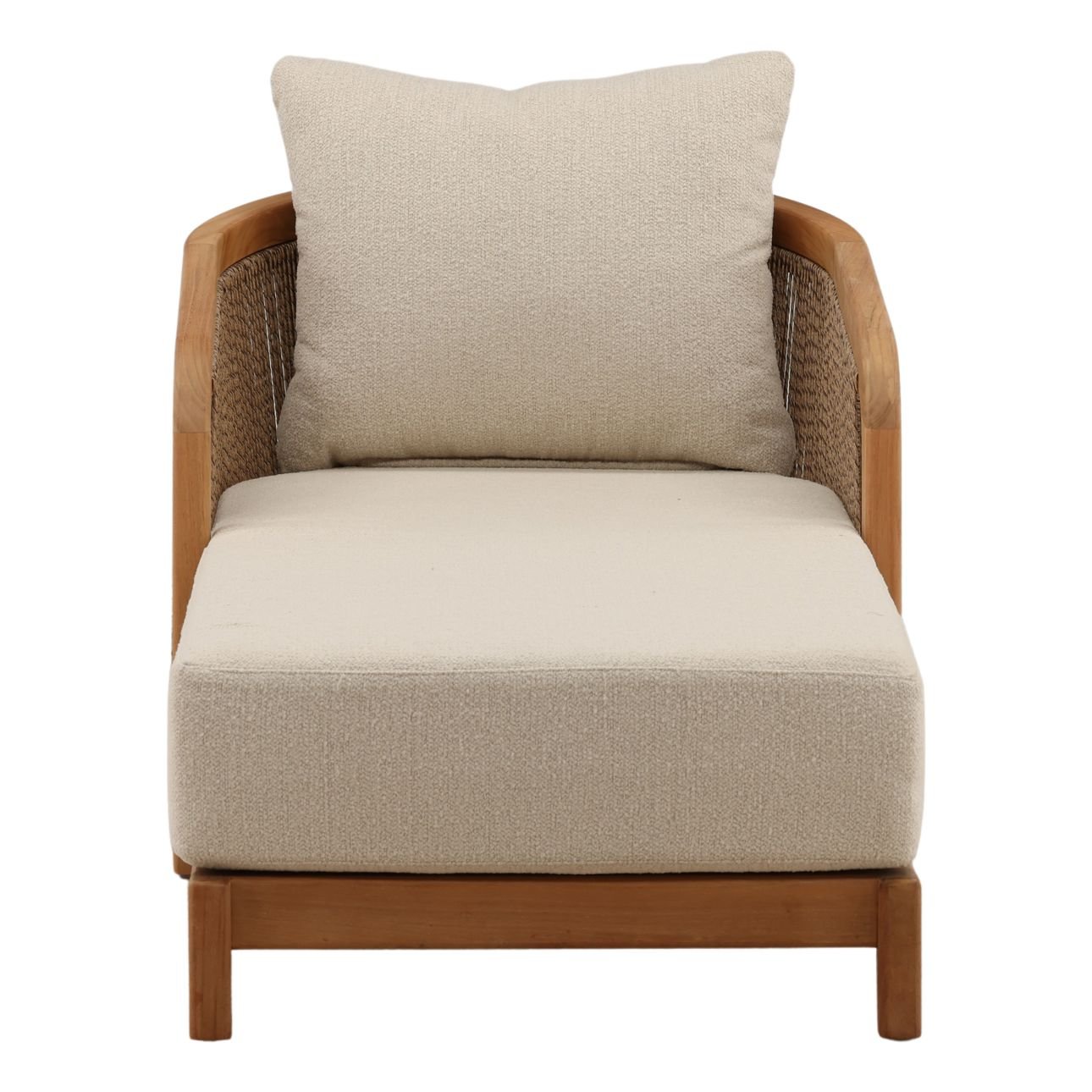 Sand and Natural Olefin Fabric and Teak Wood Chaise 31 in Wide