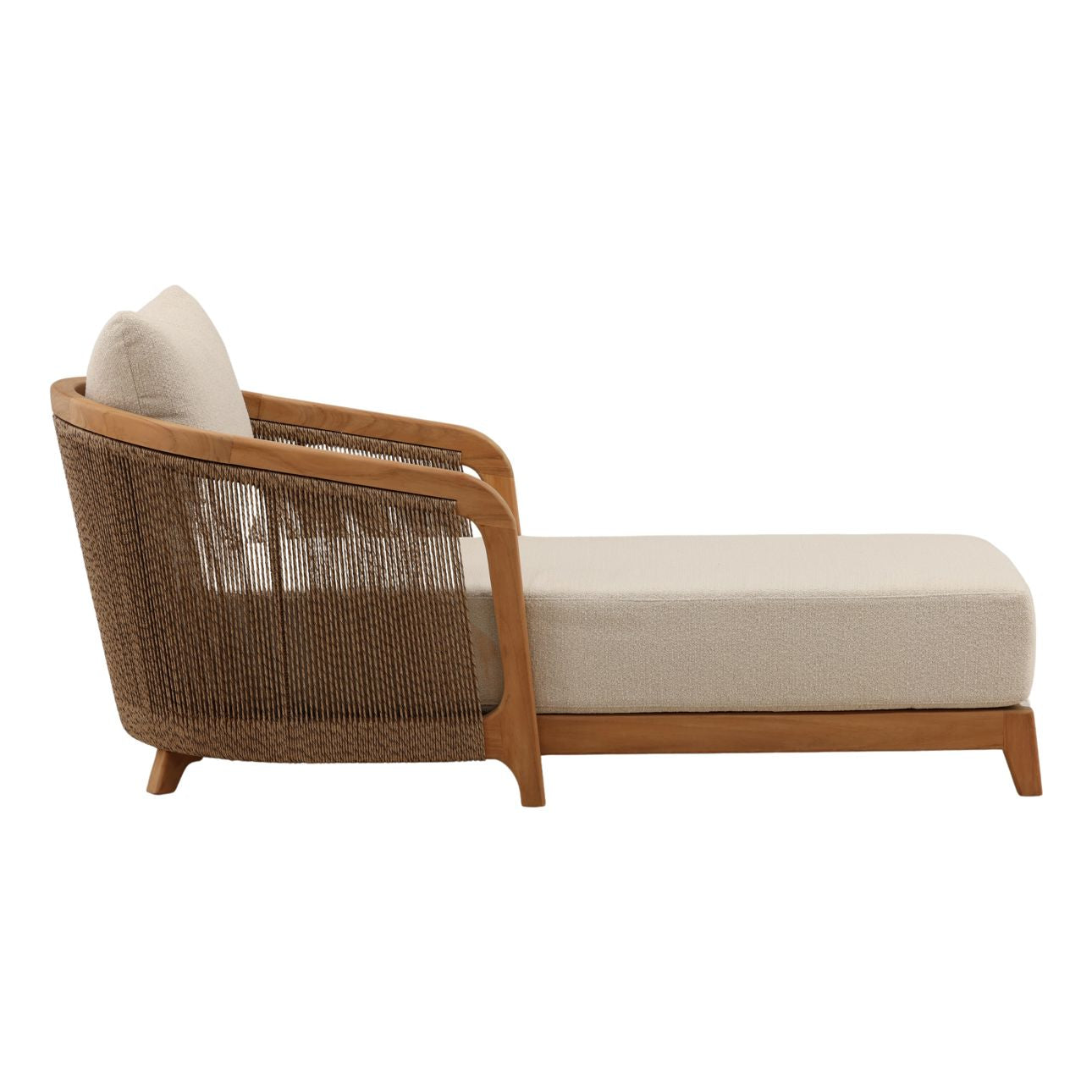 Sand and Natural Olefin Fabric and Teak Wood Chaise 31 in Wide