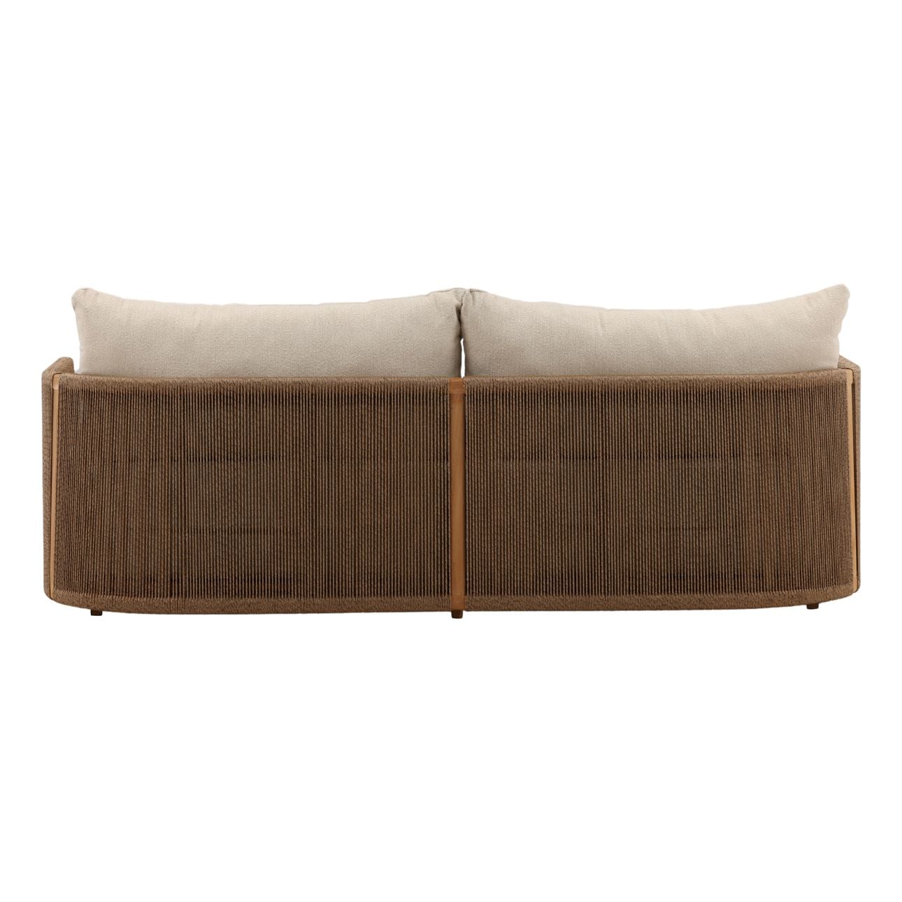 Sand and Natural Olefin Fabric and Teak Wood Sofa 86.5 in Wide