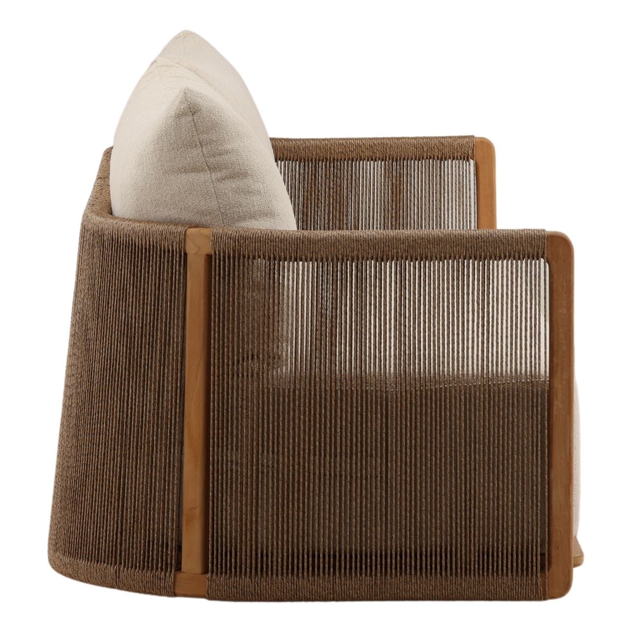 Sand and Natural Olefin Fabric and Teak Wood Sofa 86.5 in Wide