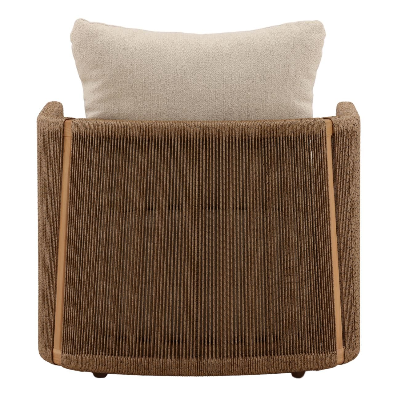 Sand and Natural Olefin Fabric and Teak Wood Sofa 31.5 in Wide