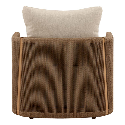 Sand and Natural Olefin Fabric and Teak Wood Sofa 31.5 in Wide