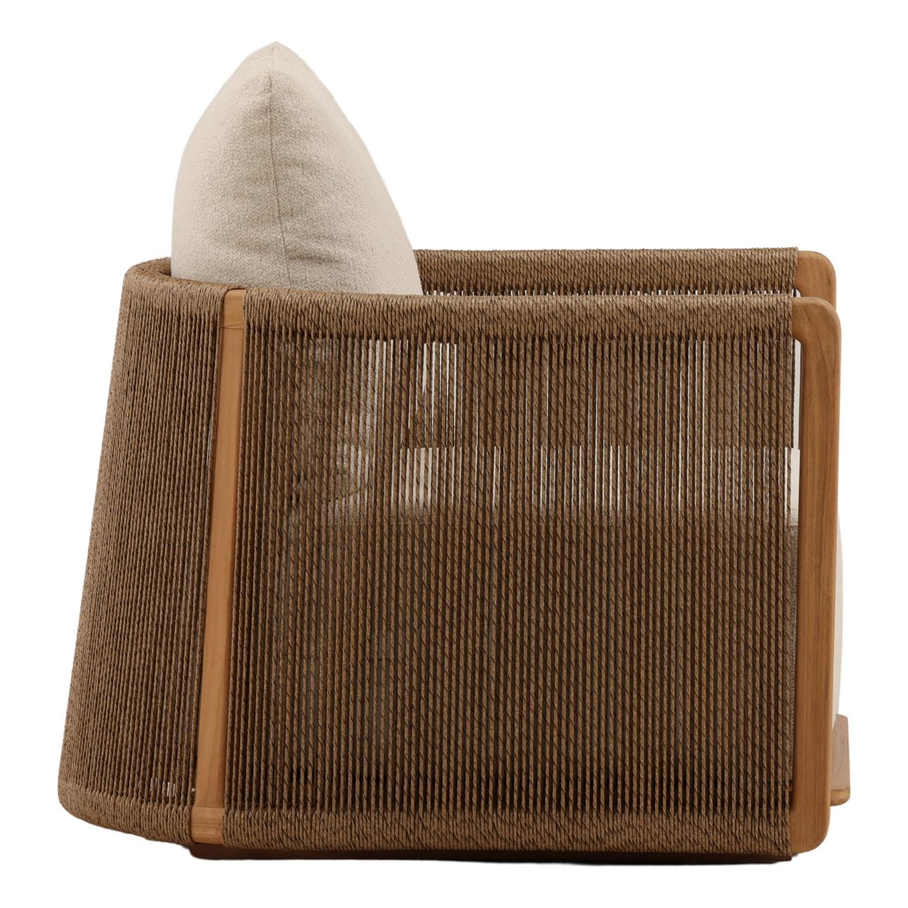 Sand and Natural Olefin Fabric and Teak Wood Sofa 31.5 in Wide
