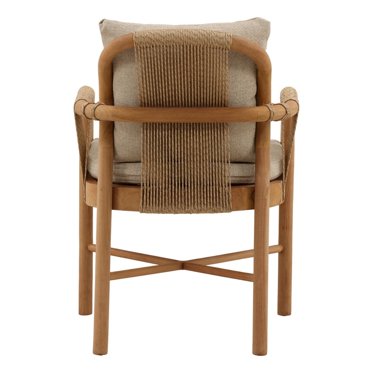Sand and Natural Olefin and Teak Wood Chair 24 in Wide