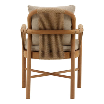 Sand and Natural Olefin and Teak Wood Chair 24 in Wide
