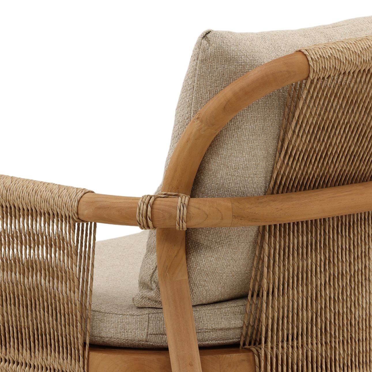 Sand and Natural Olefin and Teak Wood Chair 24 in Wide