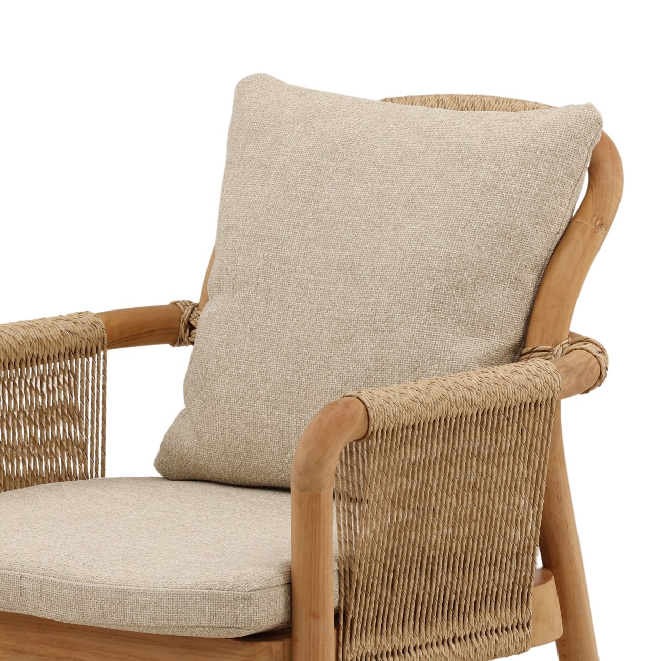 Sand and Natural Olefin and Teak Wood Chair 24 in Wide