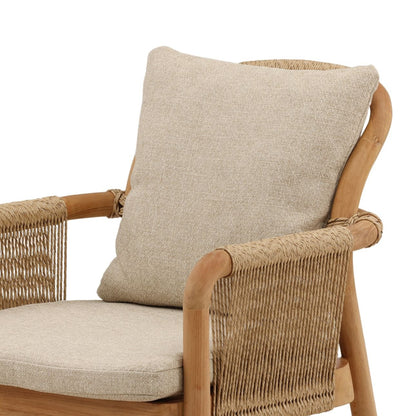 Sand and Natural Olefin and Teak Wood Chair 24 in Wide