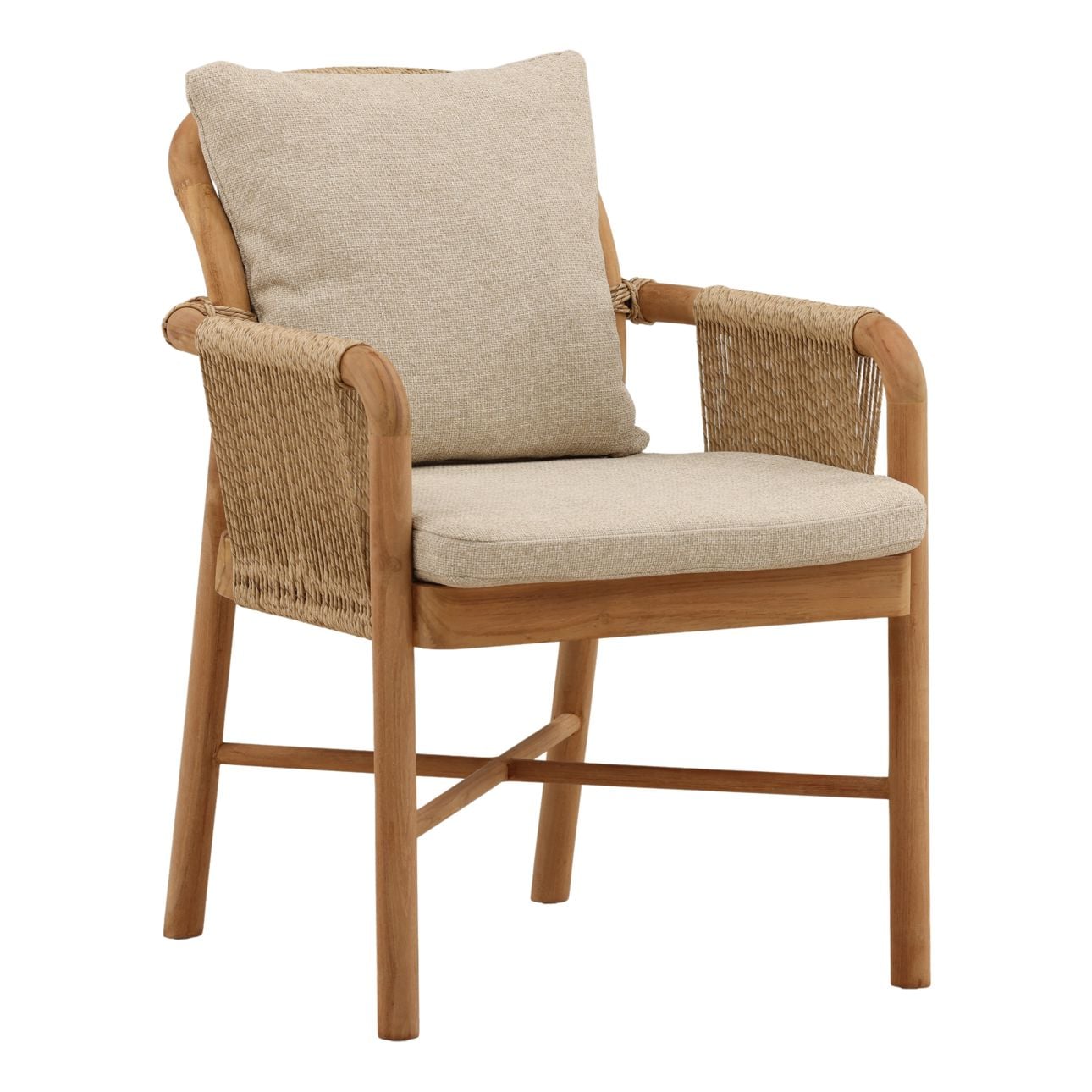 Sand and Natural Olefin and Teak Wood Chair 24 in Wide