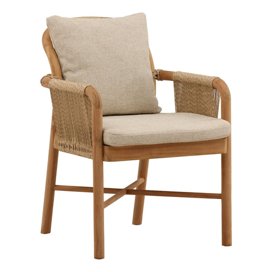 Sand and Natural Olefin and Teak Wood Chair 24 in Wide