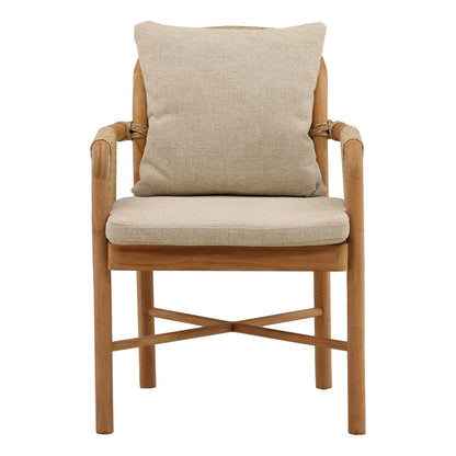 Sand and Natural Olefin and Teak Wood Chair 24 in Wide
