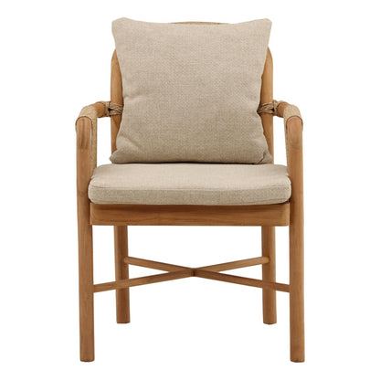 Sand and Natural Olefin and Teak Wood Chair 24 in Wide