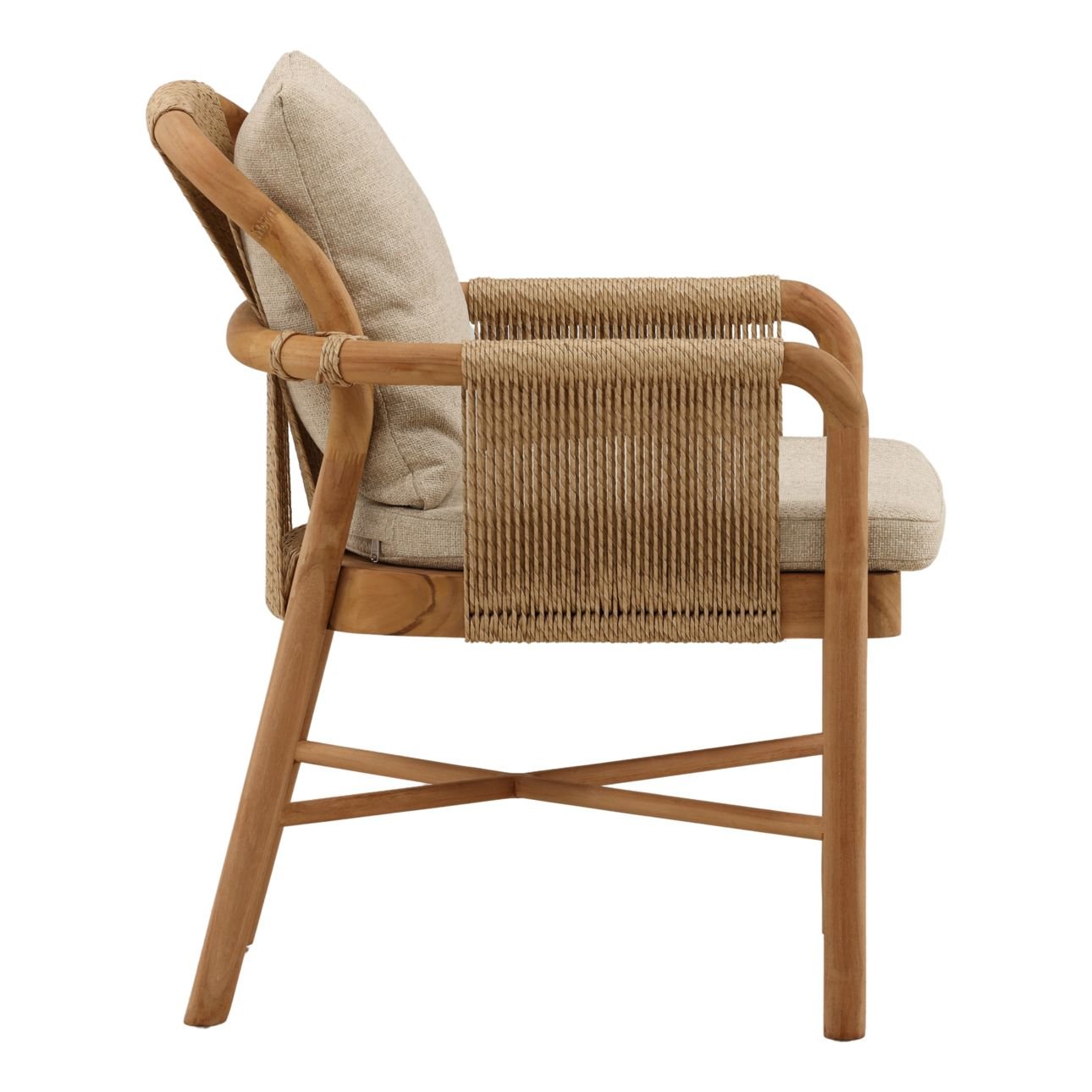 Sand and Natural Olefin and Teak Wood Chair 24 in Wide
