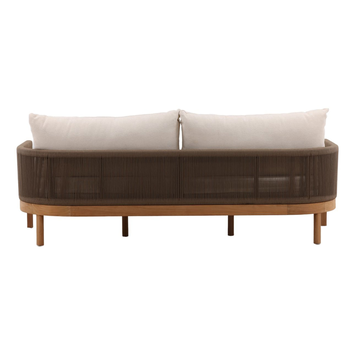 Curated Olefin Fabric and Teak Wood Sofa