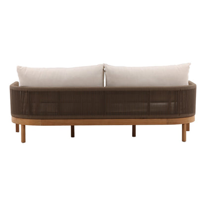 Curated Olefin Fabric and Teak Wood Sofa