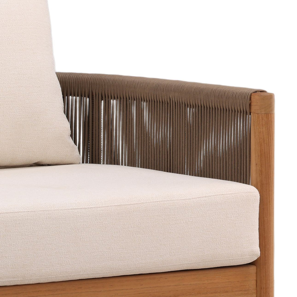 Curated Olefin Fabric and Teak Wood Sofa