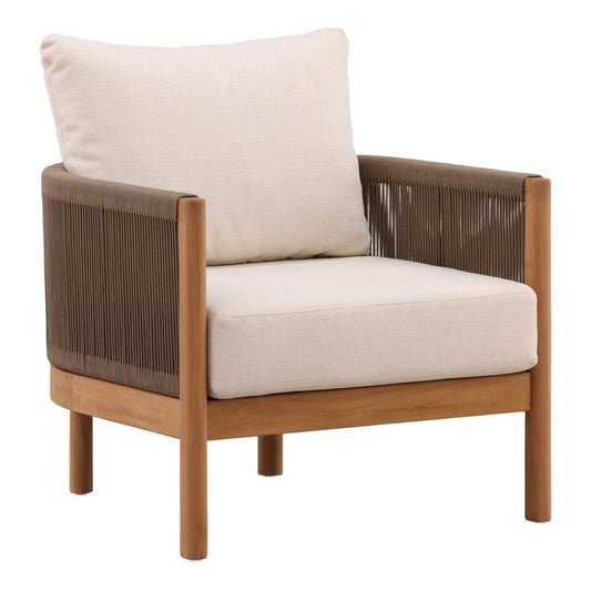 Curated Olefin Fabric and Teak Wood Sofa