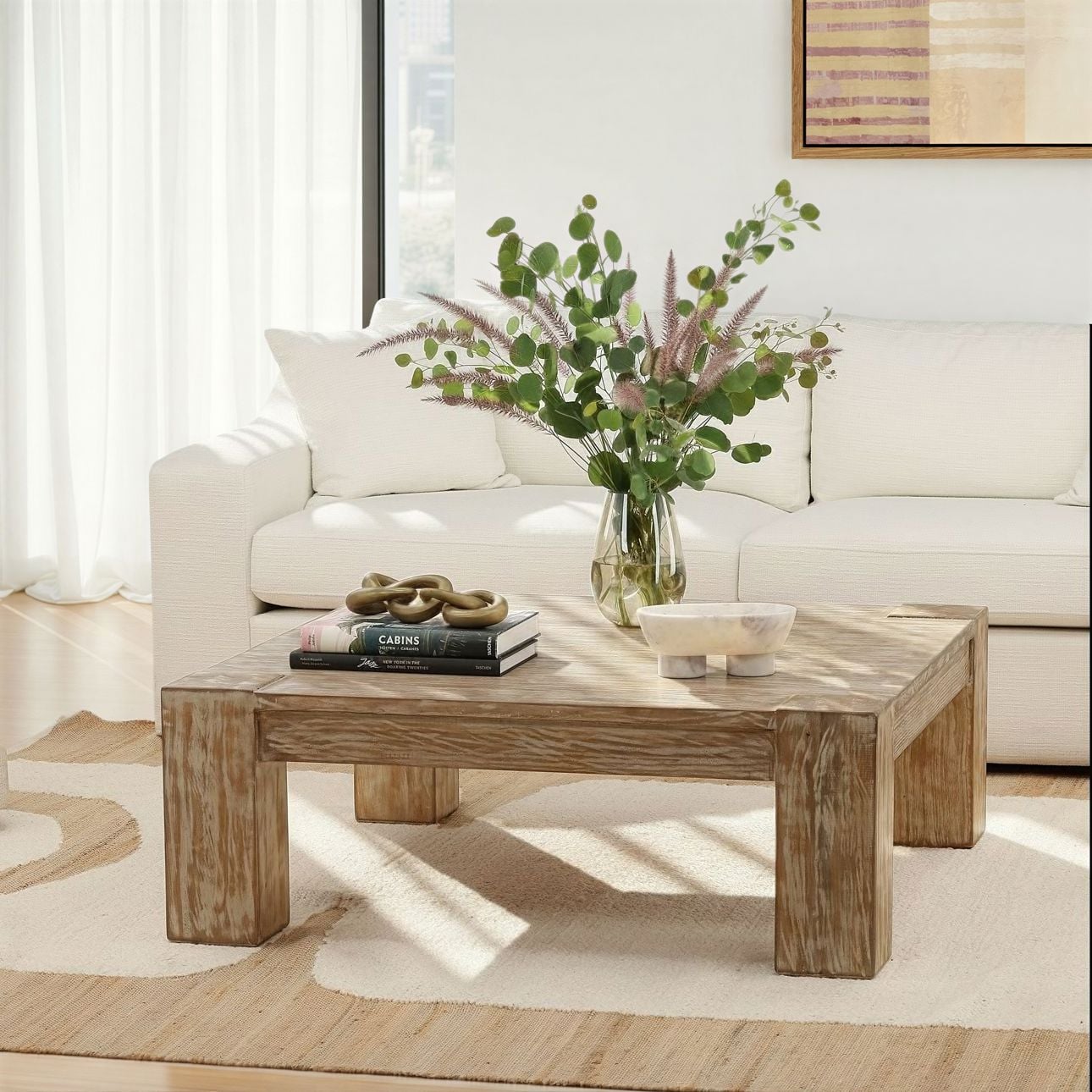 Antique Natural with Water Base Sealed Finish Reclaimed Pine Wood Table 44 in Wide