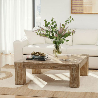 Antique Natural with Water Base Sealed Finish Reclaimed Pine Wood Table 44 in Wide