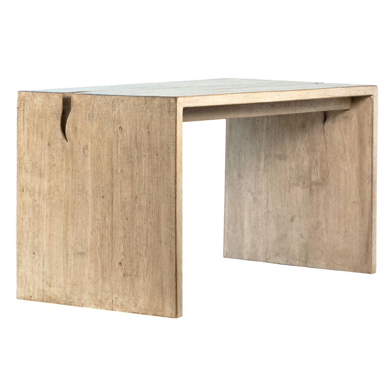 Light Warm Wash Finish Reclaimed Pine Wood Desk 54 in Wide