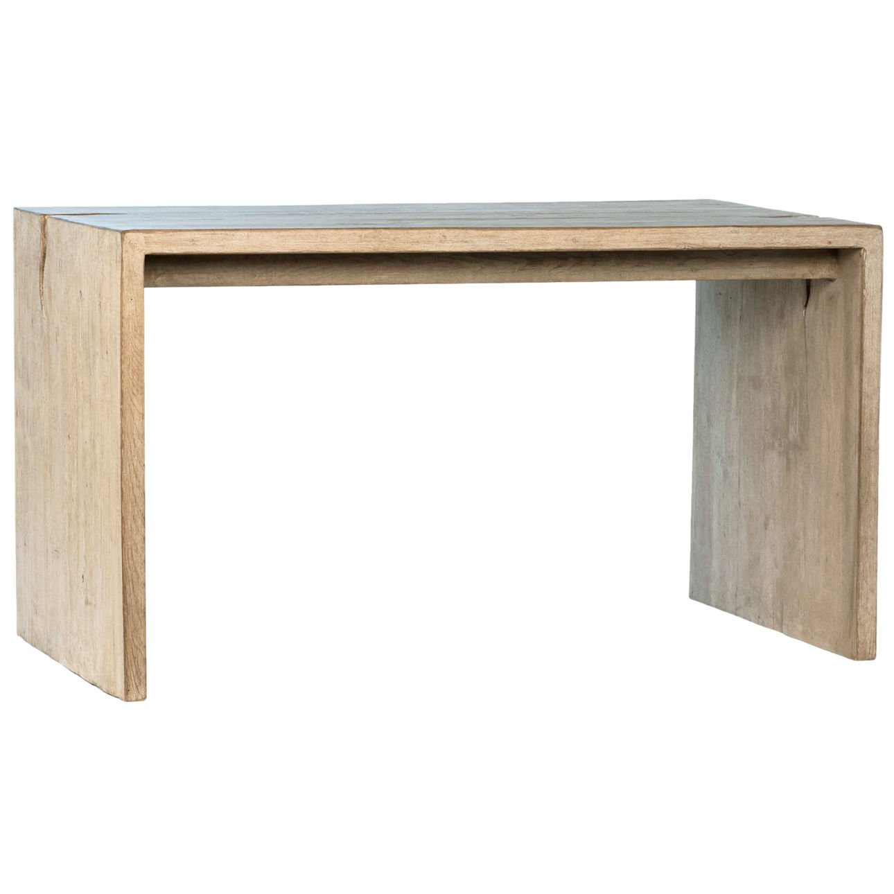 Light Warm Wash Finish Reclaimed Pine Wood Desk 54 in Wide