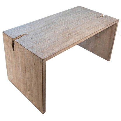 Light Warm Wash Finish Reclaimed Pine Wood Desk 54 in Wide