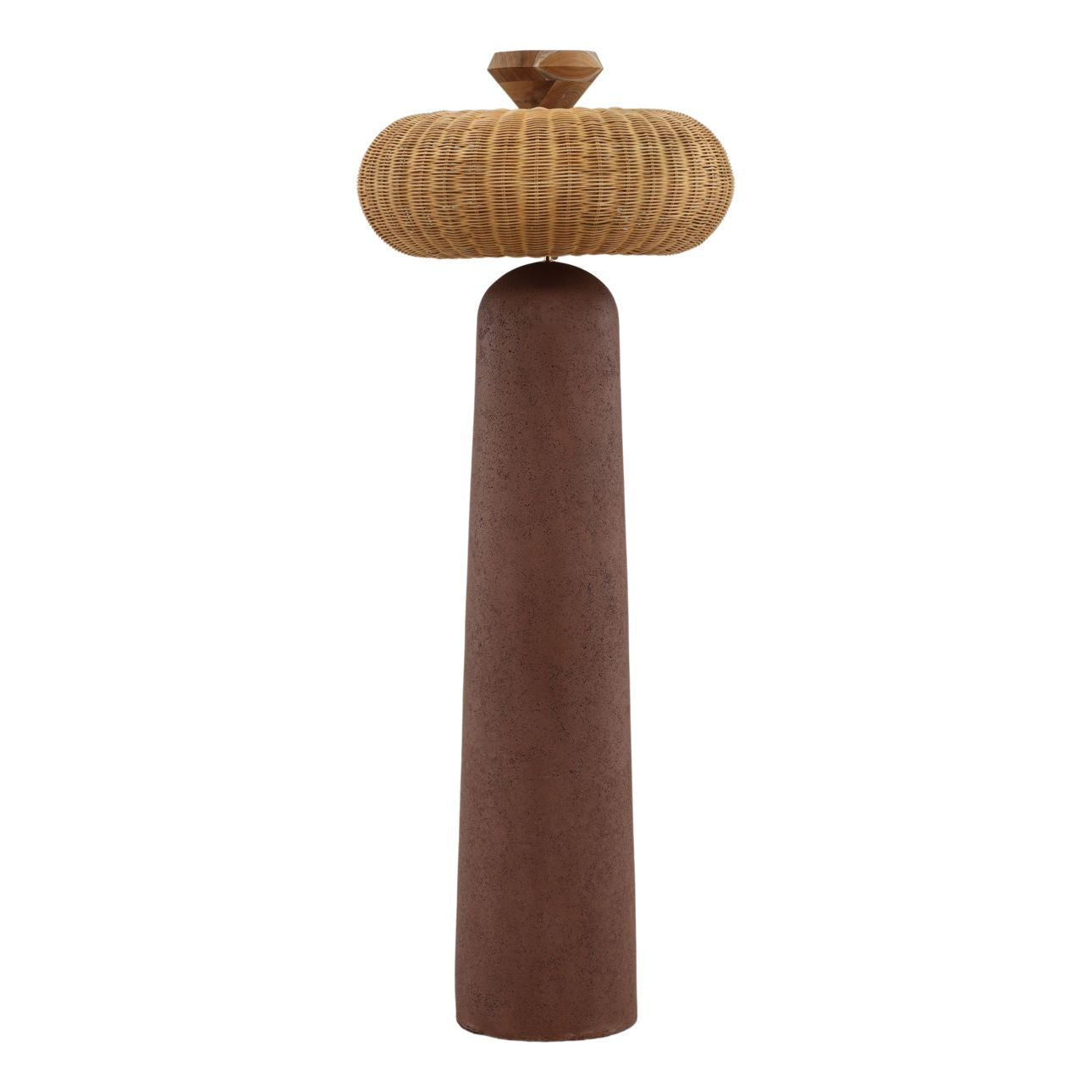 Terracotta Fiber Cement and Rattan Lamp 23.5 in Wide