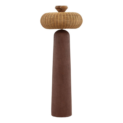 Terracotta Fiber Cement and Rattan Lamp 23.5 in Wide