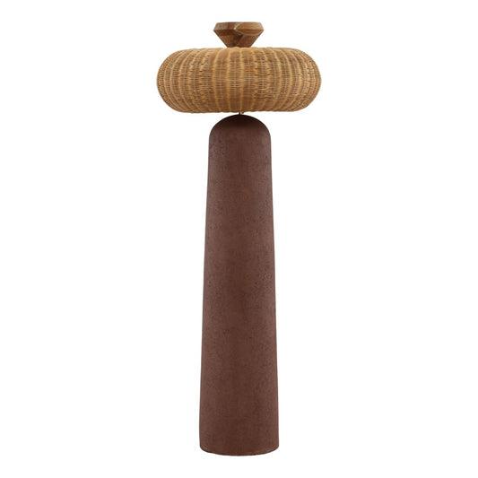 Terracotta Fiber Cement and Rattan Lamp 23.5 in Wide
