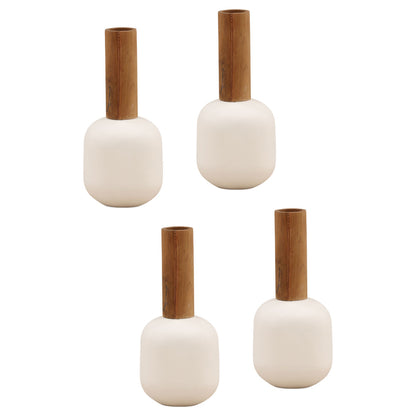 White and Natural Terracotta and Teak Wood of 6 in Wide