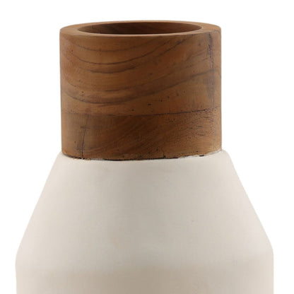White and Natural Terracotta and Teak Wood of 5 in Wide