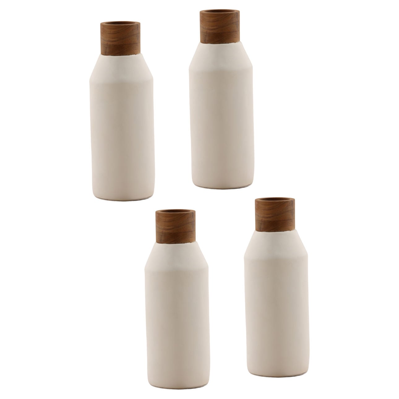 White and Natural Terracotta and Teak Wood of 5 in Wide