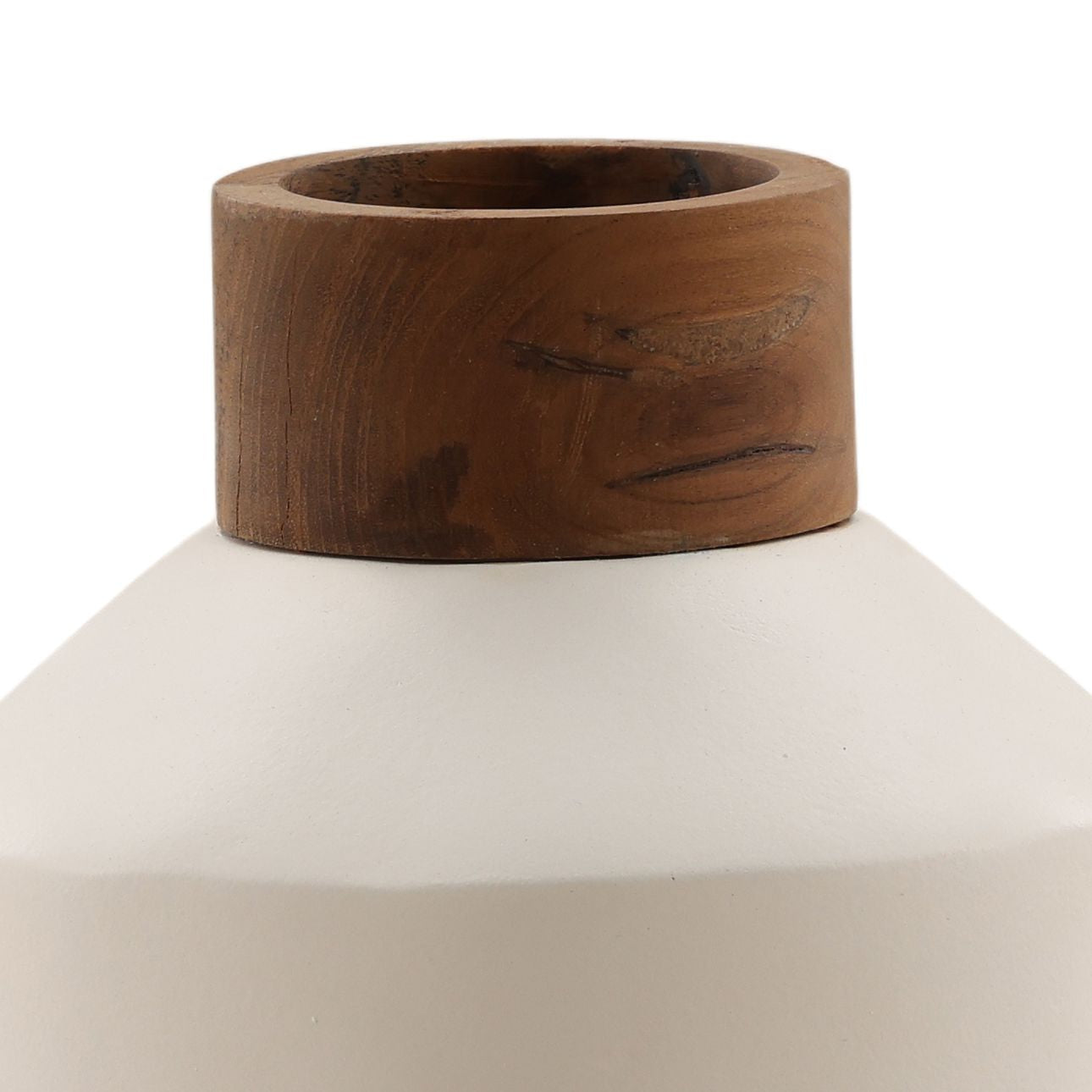 White and Natural Terracotta and Teak Wood of 6 in Wide