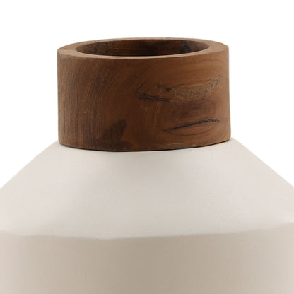 White and Natural Terracotta and Teak Wood of 6 in Wide