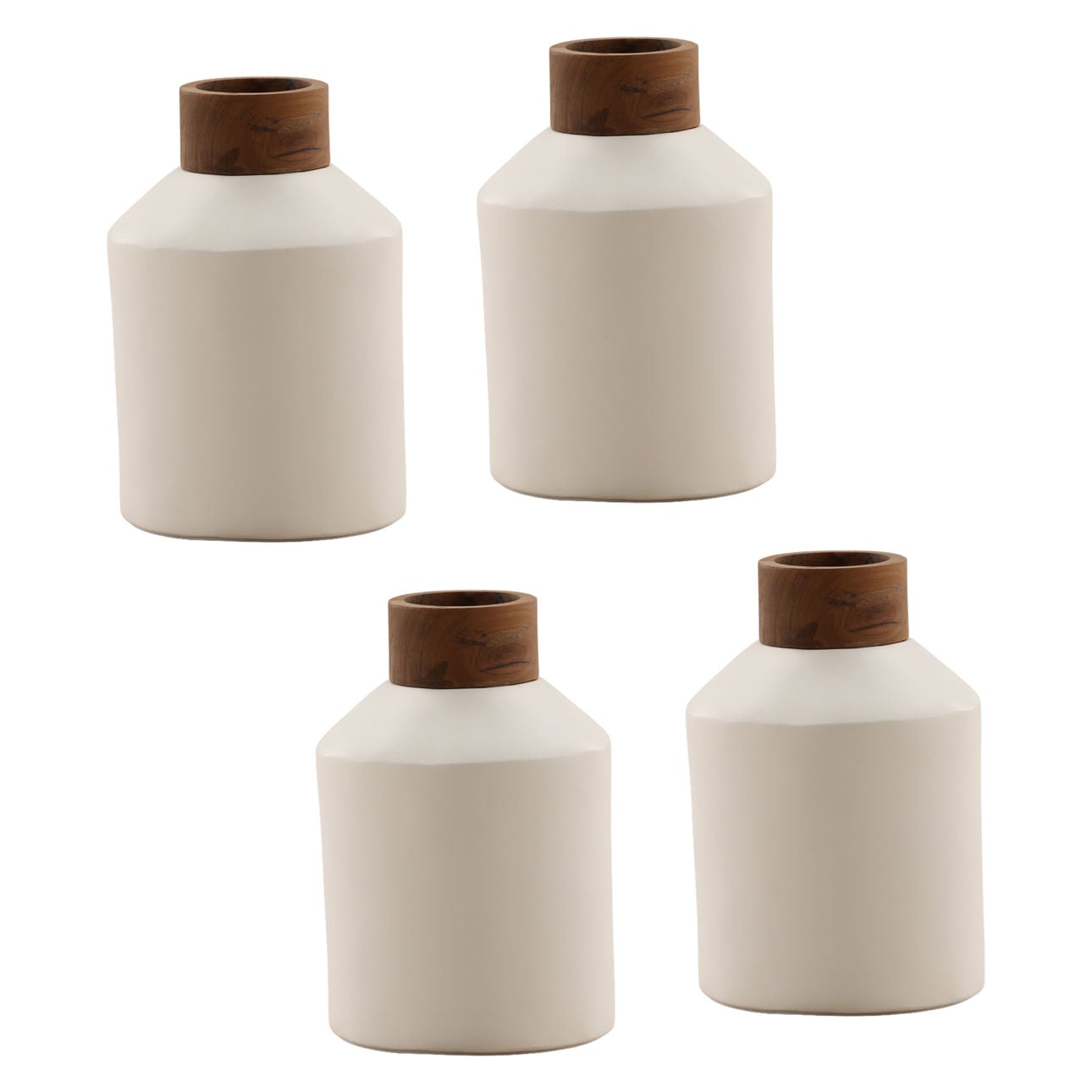 White and Natural Terracotta and Teak Wood of 6 in Wide