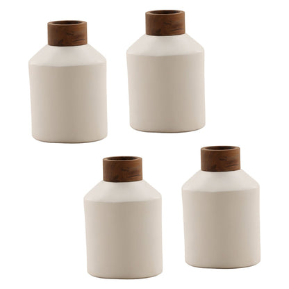 White and Natural Terracotta and Teak Wood of 6 in Wide