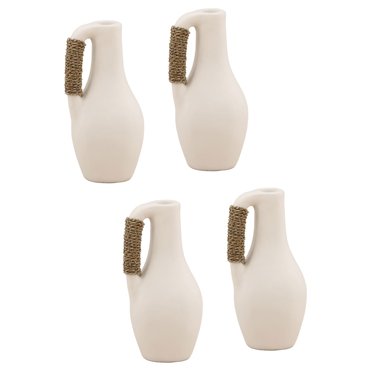 White and Natural Terracotta and Seagrass of 7 in Wide