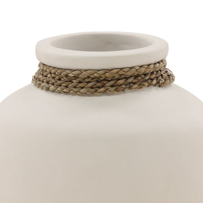 White and Natural Terracotta and Seagrass of 9 in Wide