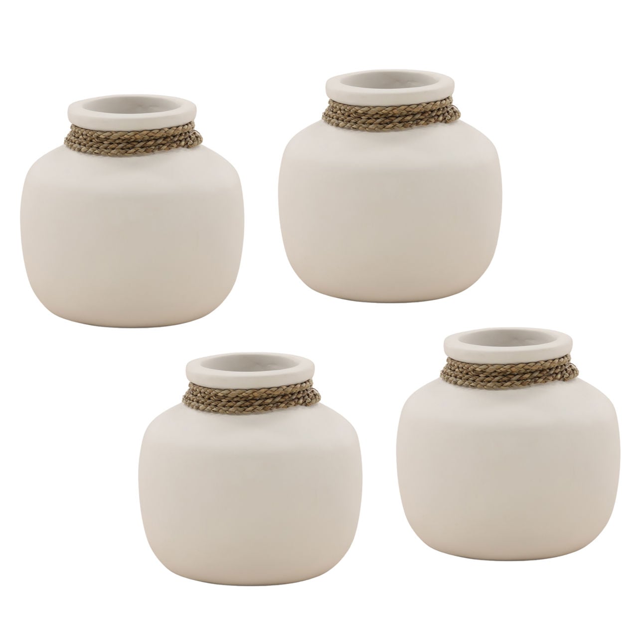 White and Natural Terracotta and Seagrass of 9 in Wide
