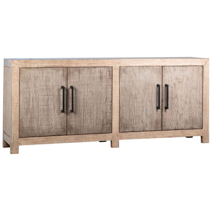 Light and Medium Warm Wash Finish Reclaimed Pine Wood and Iron Handles Sideboard 109 in Wide