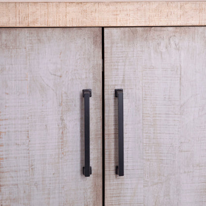 Light and Medium Warm Wash Finish Reclaimed Pine Wood and Iron Handles Sideboard 109 in Wide