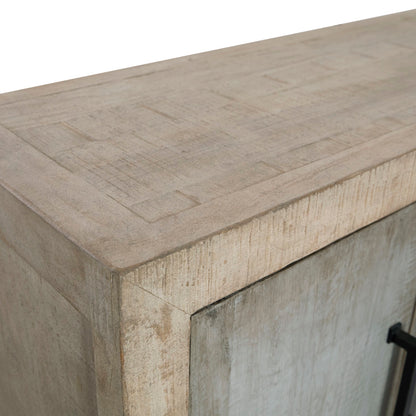 Light and Medium Warm Wash Finish Reclaimed Pine Wood and Iron Handles Sideboard 109 in Wide
