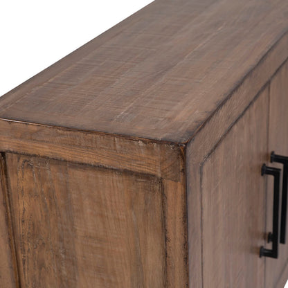 Medium Brown Finish Reclaimed Pine Wood Sideboard 84 in Wide
