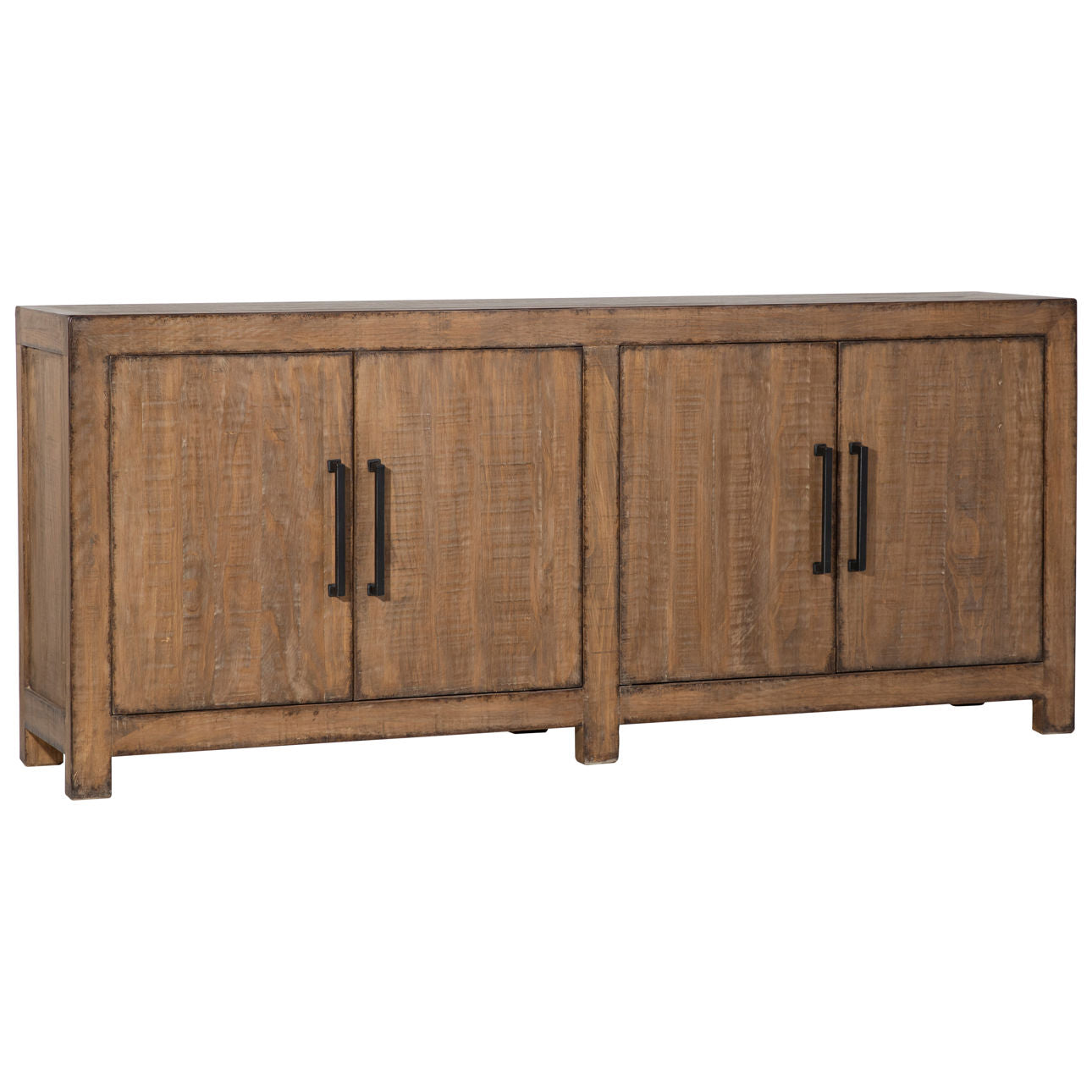 Medium Brown Finish Reclaimed Pine Wood Sideboard 84 in Wide