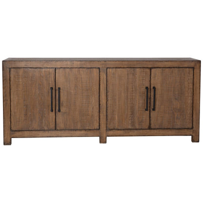 Medium Brown Finish Reclaimed Pine Wood Sideboard 84 in Wide